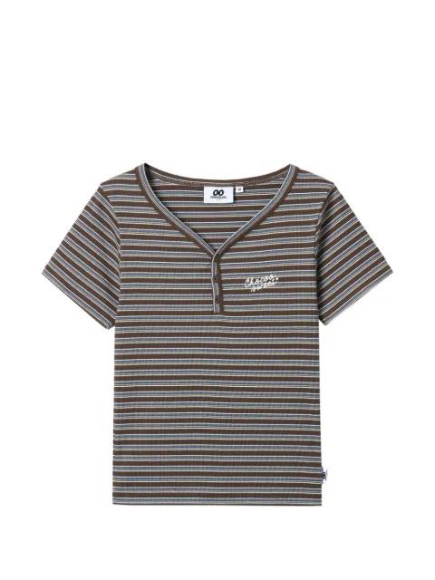 striped buttoned T-shirt by :CHOCOOLATE