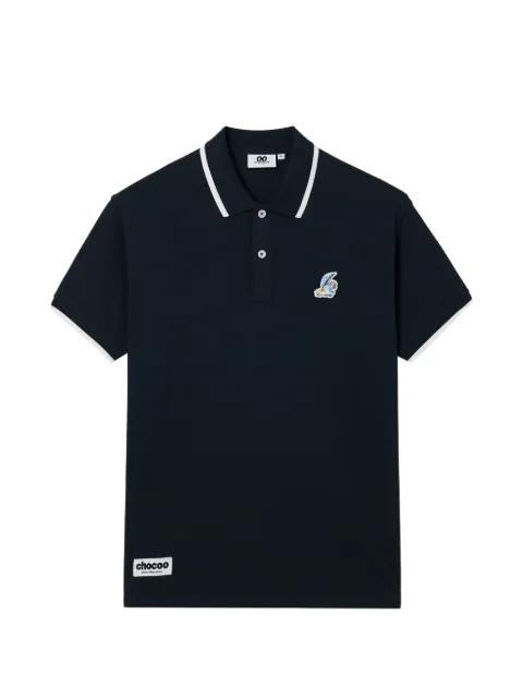 trimmed-collar polo shirt by :CHOCOOLATE