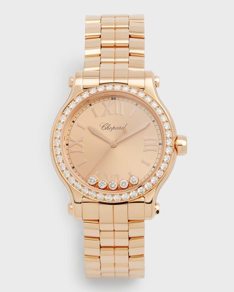 Happy Sport 33mm 18K Rose Gold Diamond Watch by CHOPARD