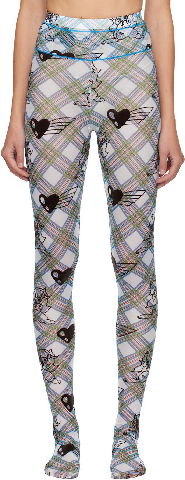 Blue & White Bunny Girl Argyle Mesh Leggings by CHOPOVA LOWENA