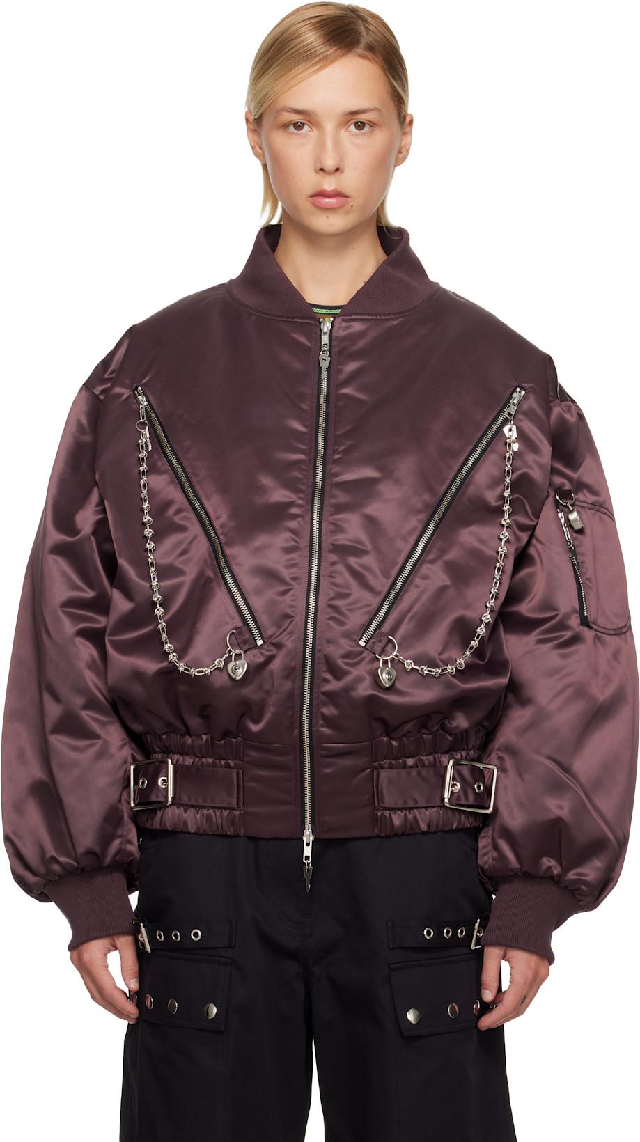 Brown Helter Bomber Jacket by CHOPOVA LOWENA