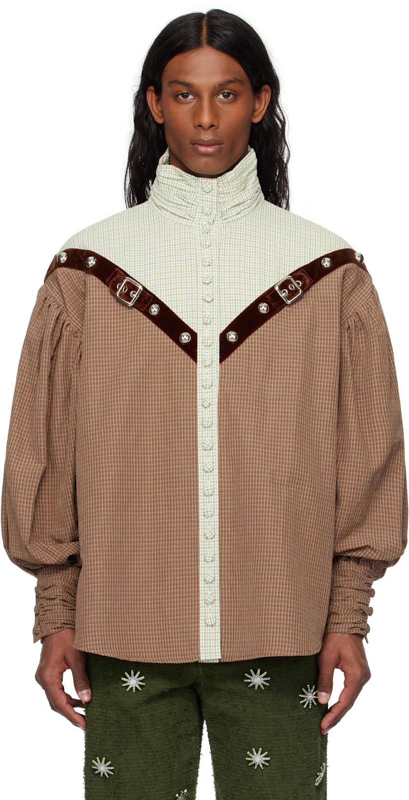 Brown & Green Atwixt Shirt by CHOPOVA LOWENA