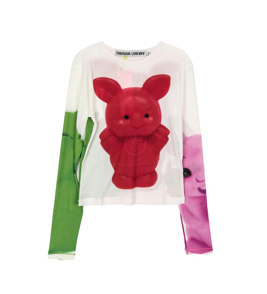 CHOPOVA LOWENA - Women's Little Pig Mesh Top - (White) by CHOPOVA LOWENA