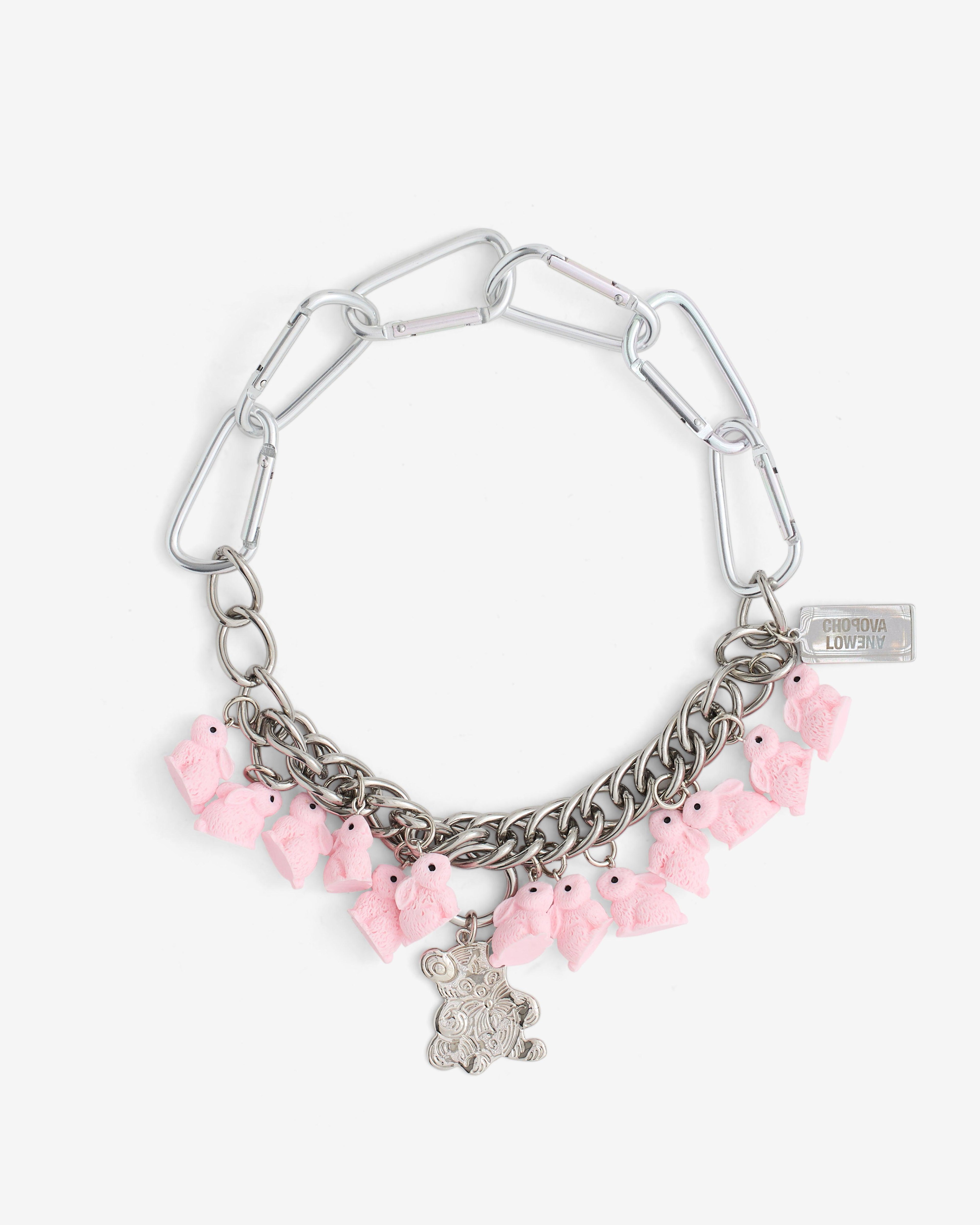 Chopova Lowena - Women’s Bun Bear Carabiner Necklace - (Pink/Silver) by CHOPOVA LOWENA