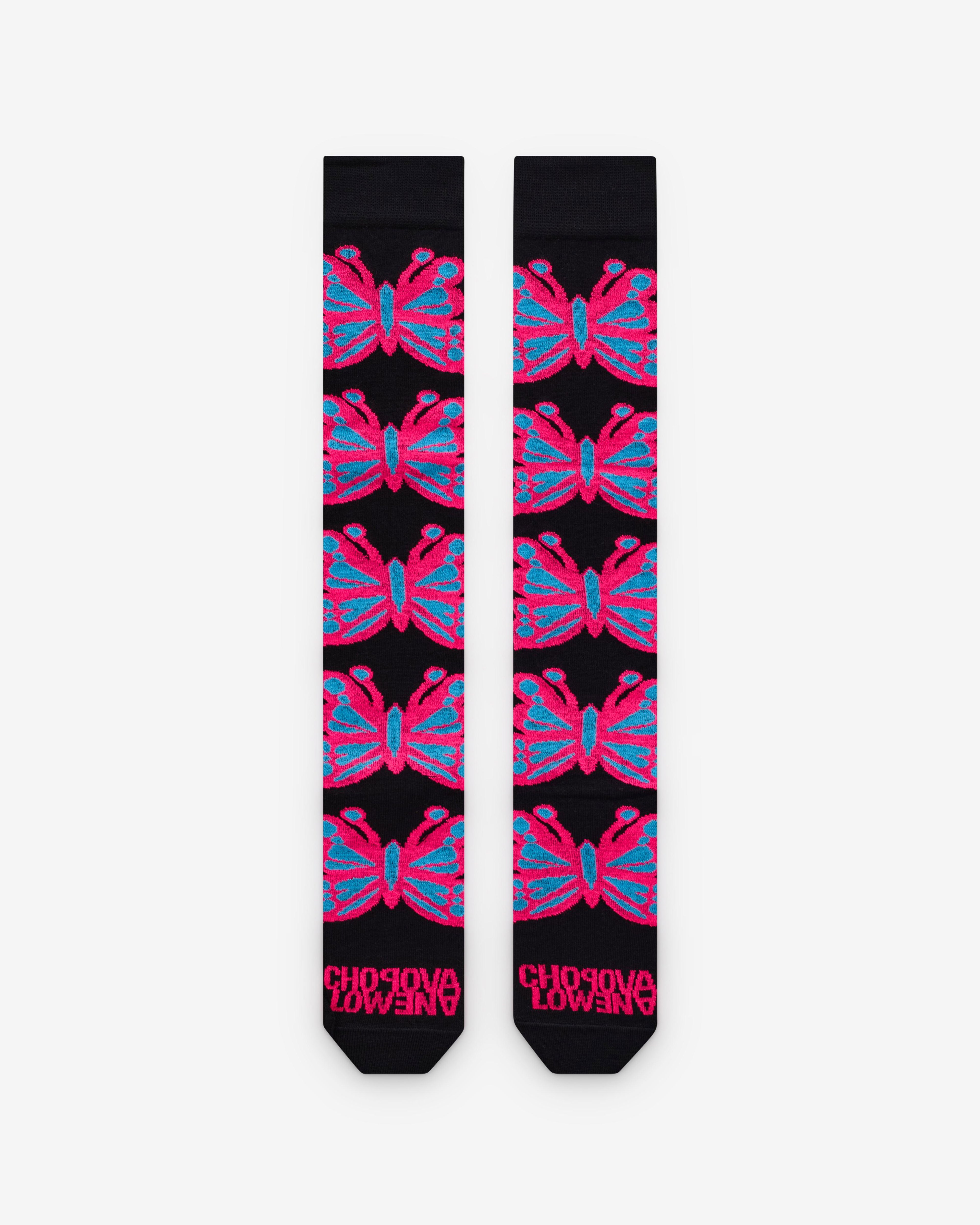 Chopova Lowena - Women’s Butterfly Long Socks - (Black) by CHOPOVA LOWENA