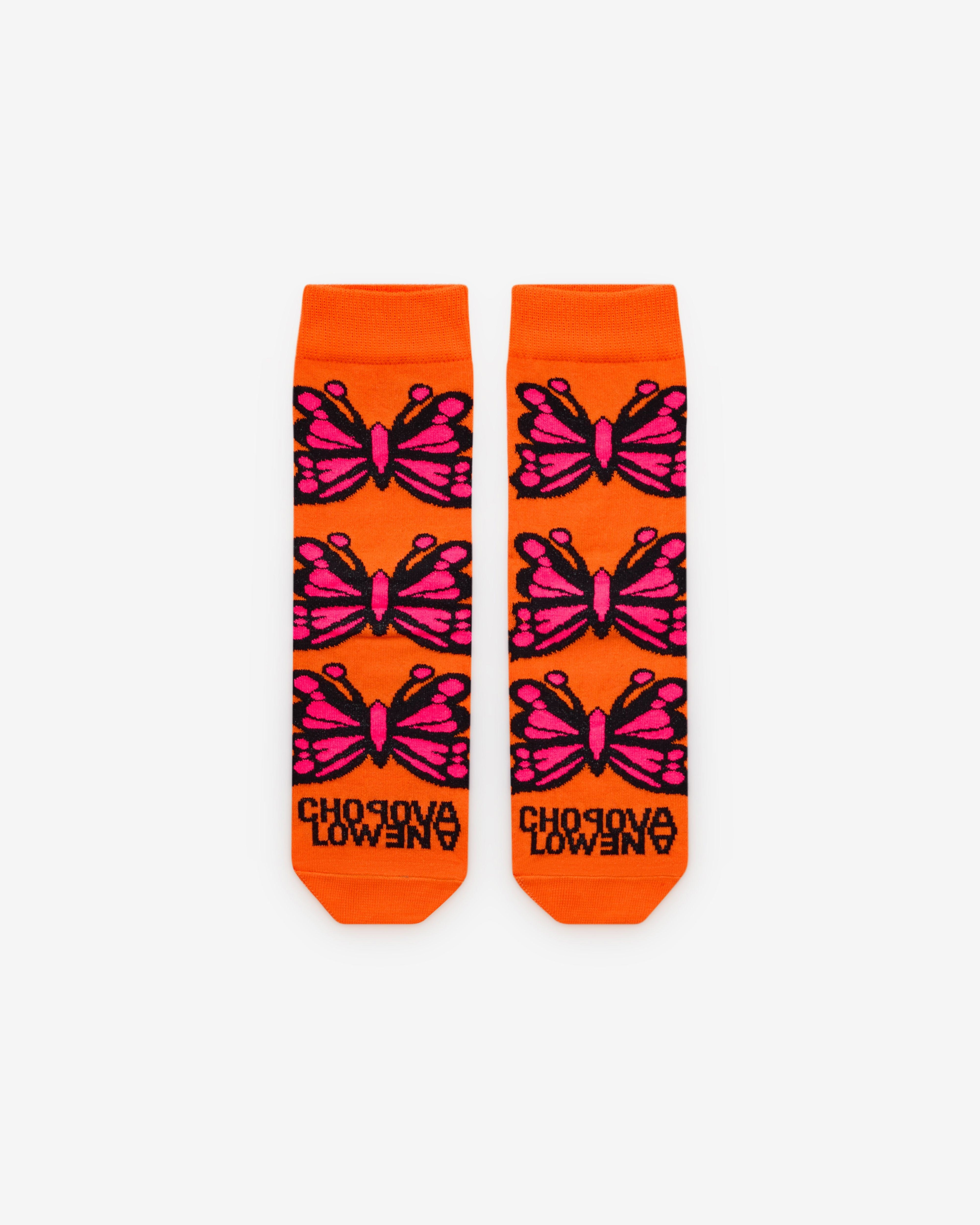 Chopova Lowena - Women’s Butterfly Short Socks - (Orange) by CHOPOVA LOWENA
