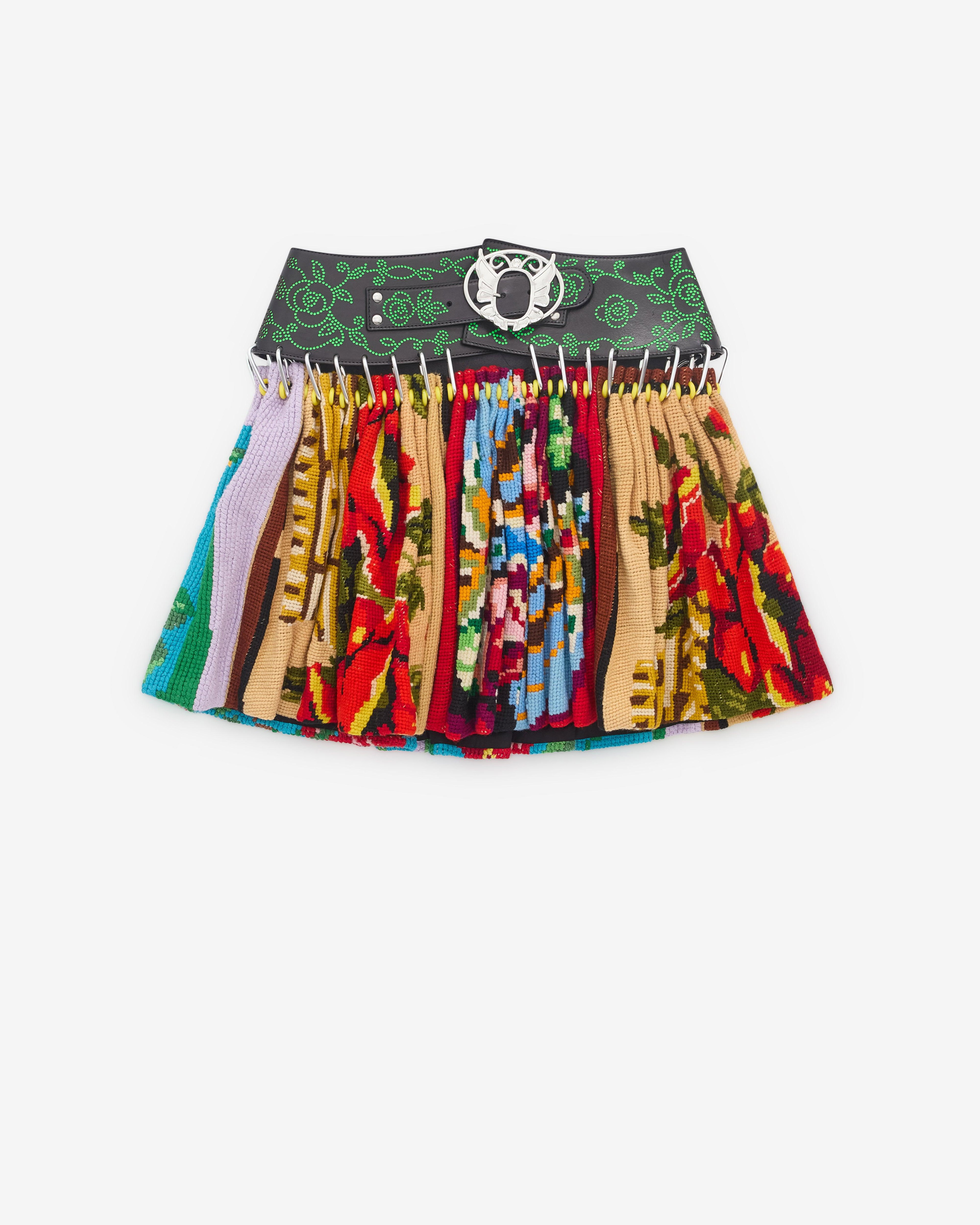 Chopova Lowena - Women’s Cross Stitch Mini Carabiner Skirt - (Multi) by CHOPOVA LOWENA