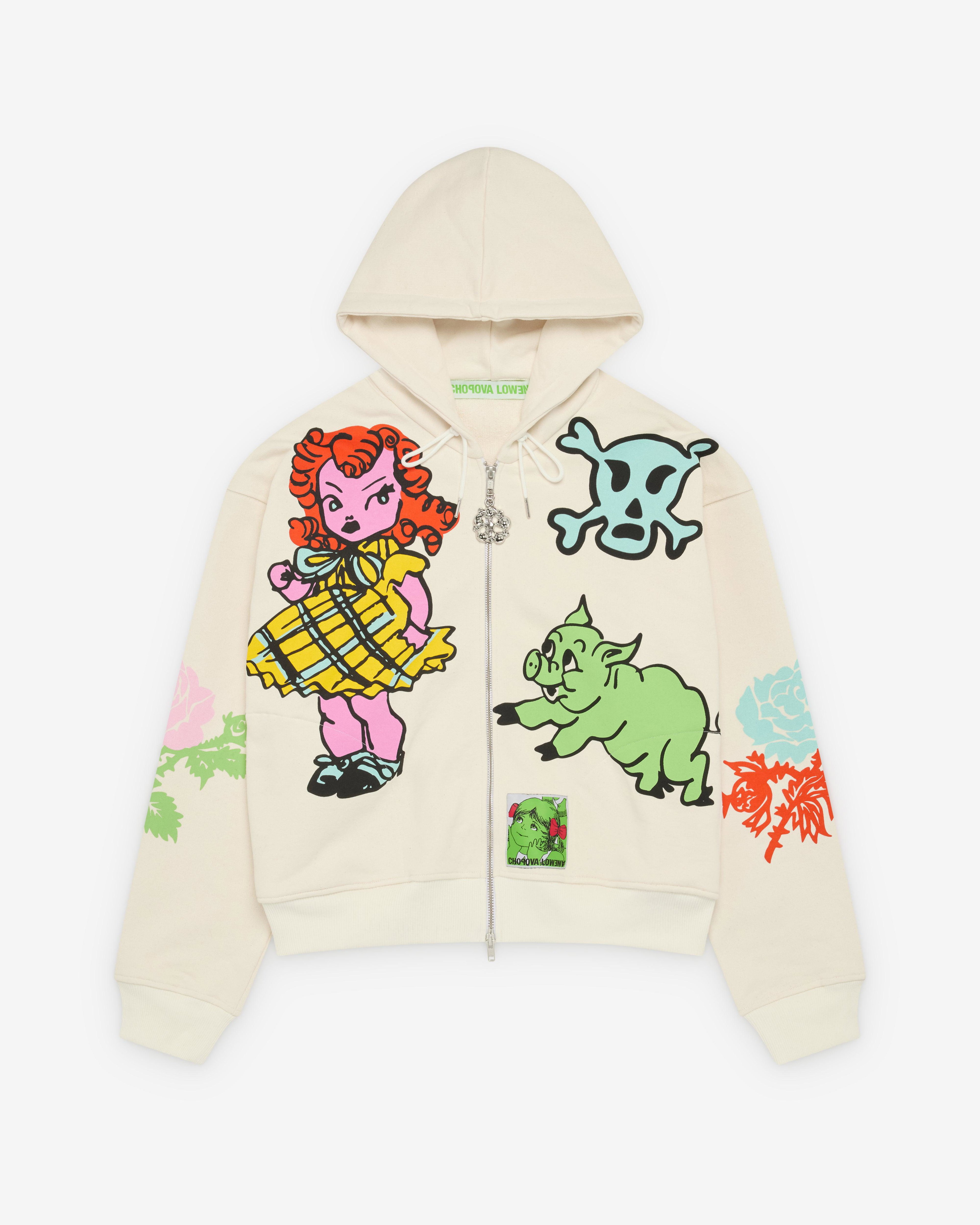 Chopova Lowena - Women's Cry Baby Zip Up Hoodie - (Cream/Multi) by CHOPOVA LOWENA