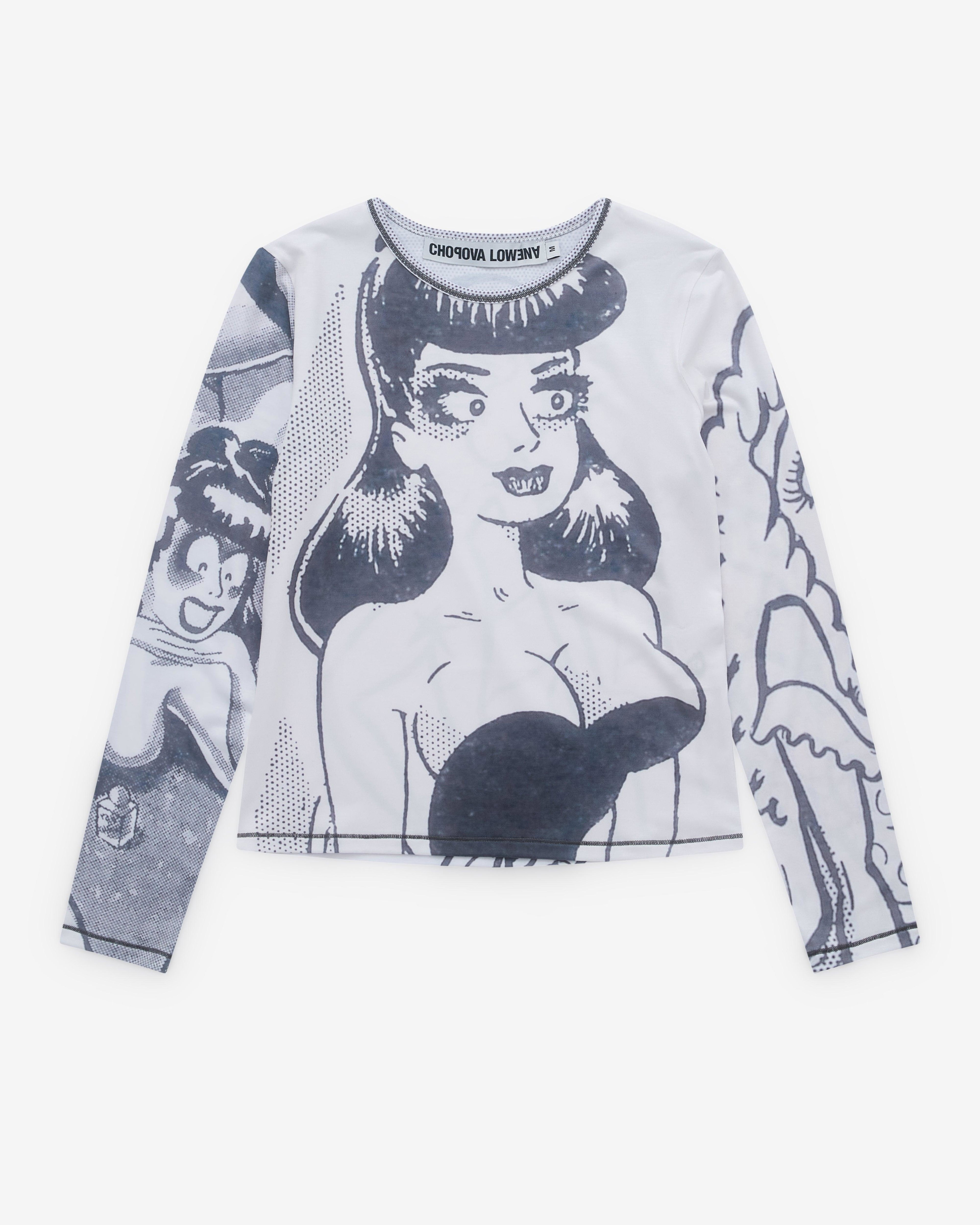 Chopova Lowena - Women’s Newsprint Jersey Top - (Multi) by CHOPOVA LOWENA