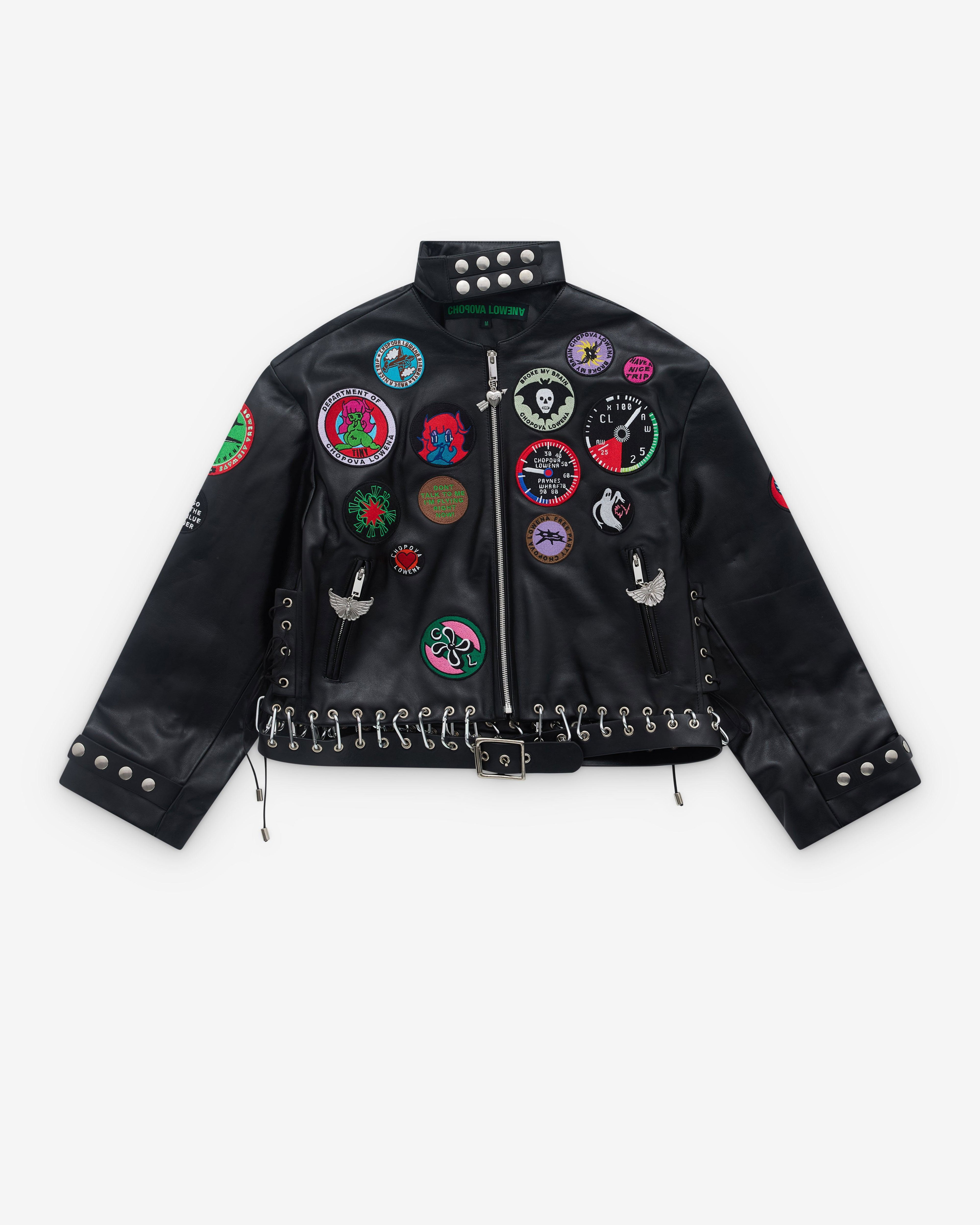 Chopova Lowena - Women’s Patch Leather Jacket - (Black) by CHOPOVA LOWENA