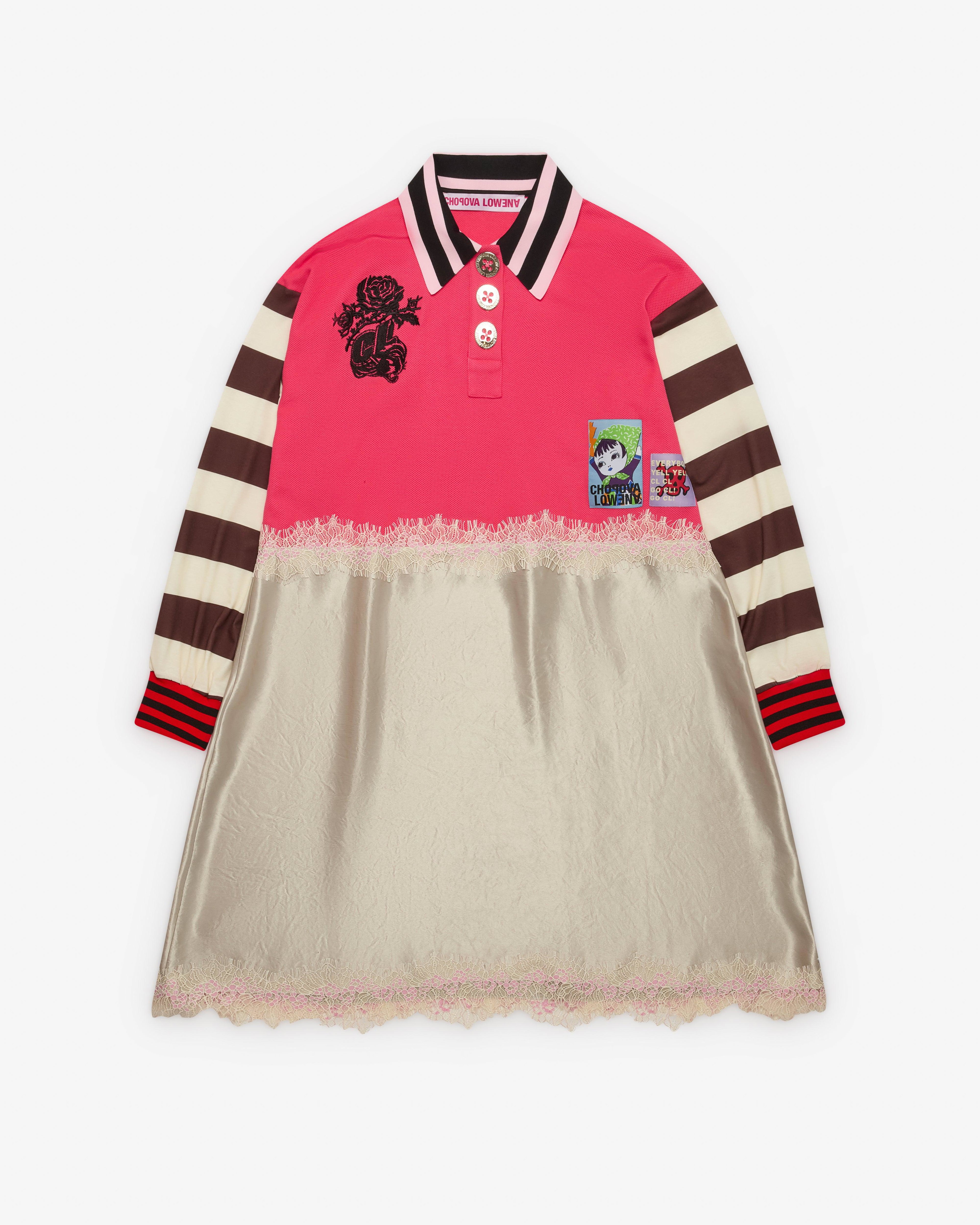 Chopova Lowena - Women's Pink Polo Dress - (Pink Multi) by CHOPOVA LOWENA