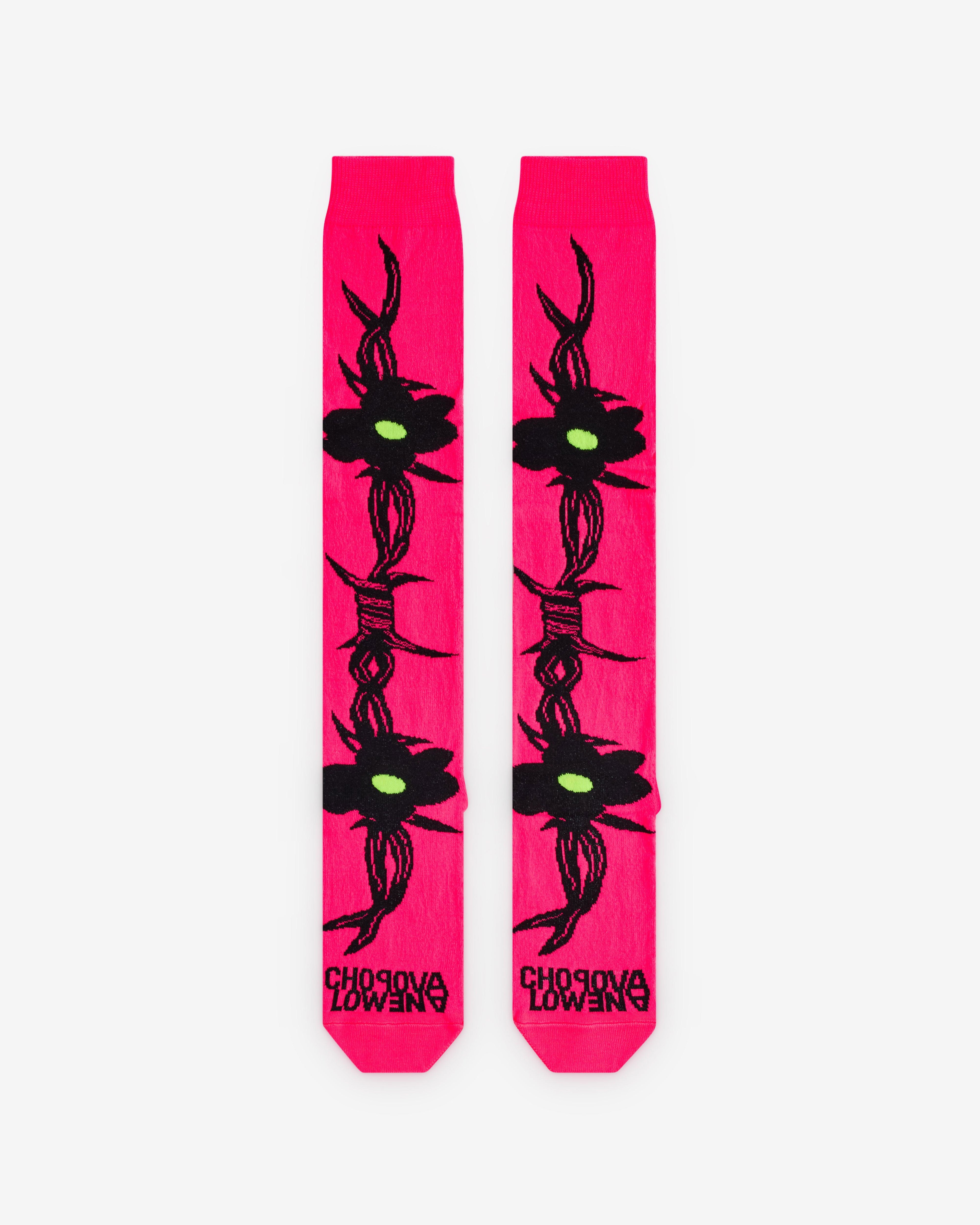 Chopova Lowena - Women’s Pointy Floral Long Socks - (Pink) by CHOPOVA LOWENA