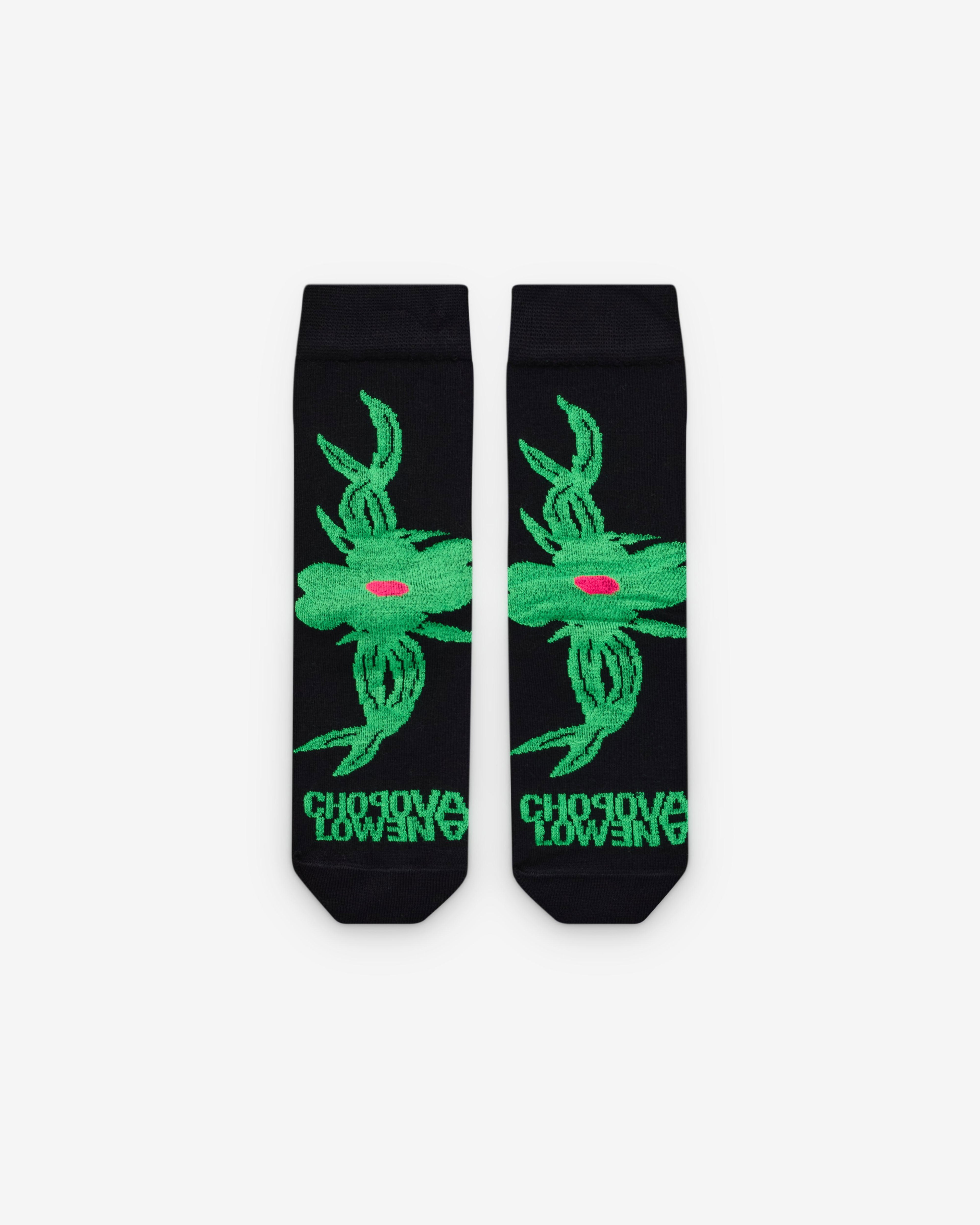 Chopova Lowena - Women’s Pointy Floral Short Socks - (Black) by CHOPOVA LOWENA