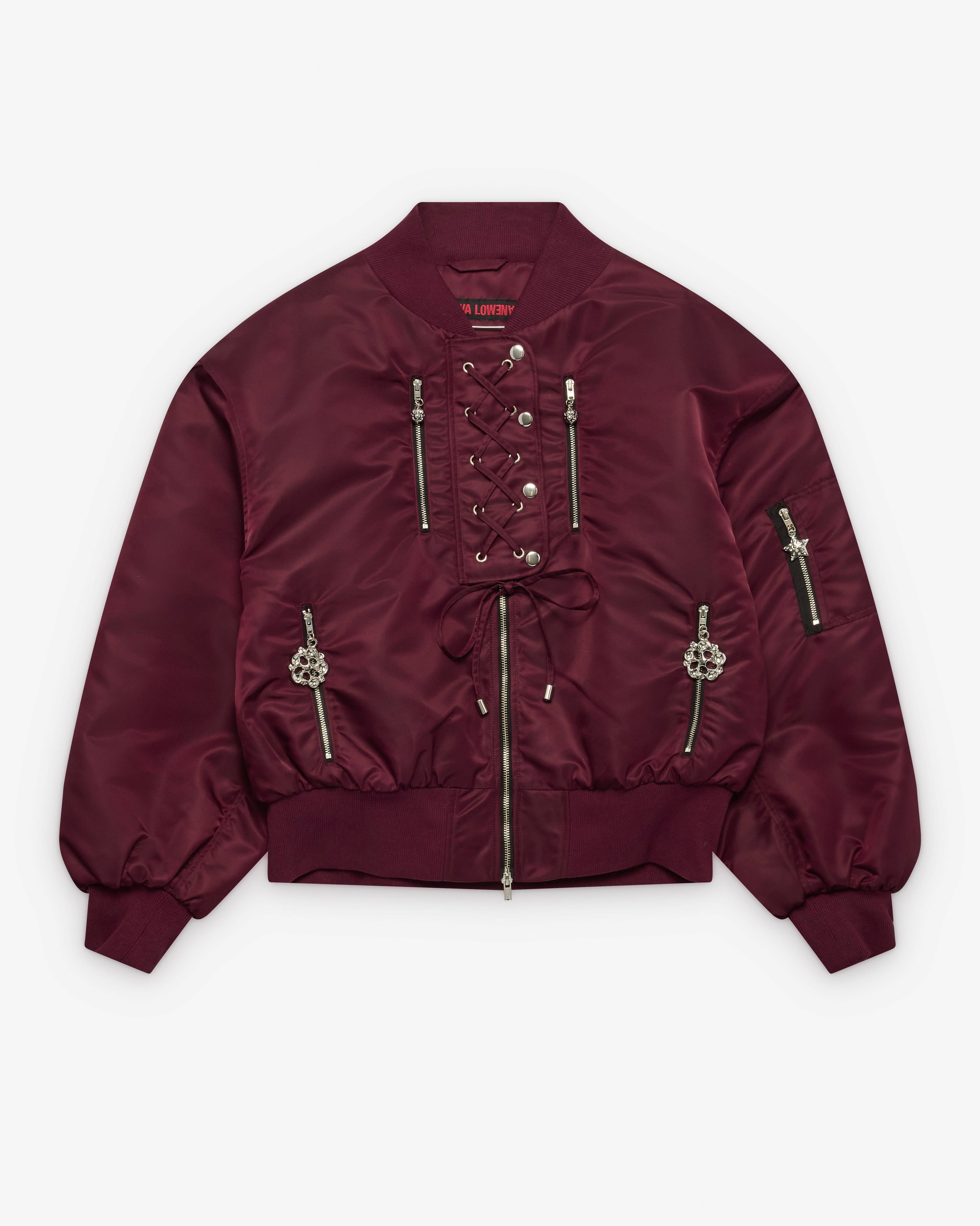 Chopova Lowena - Women's Toss Bomber Jacket - (Burgundy) by CHOPOVA LOWENA