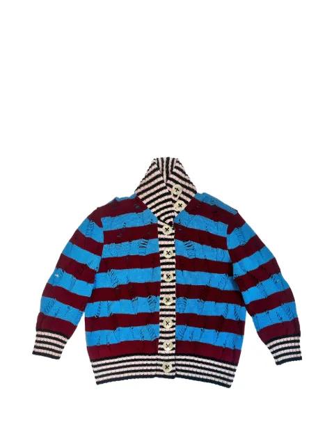 Letterman distressed-effect striped cardigan by CHOPOVA LOWENA