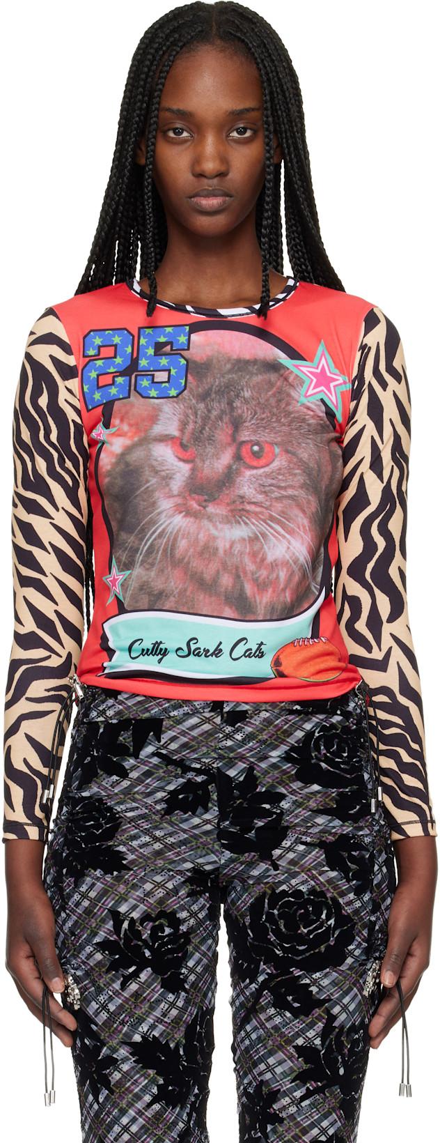 Multicolor 'Cutty Sark Cats' Fitted Jersey T-shirt by CHOPOVA LOWENA