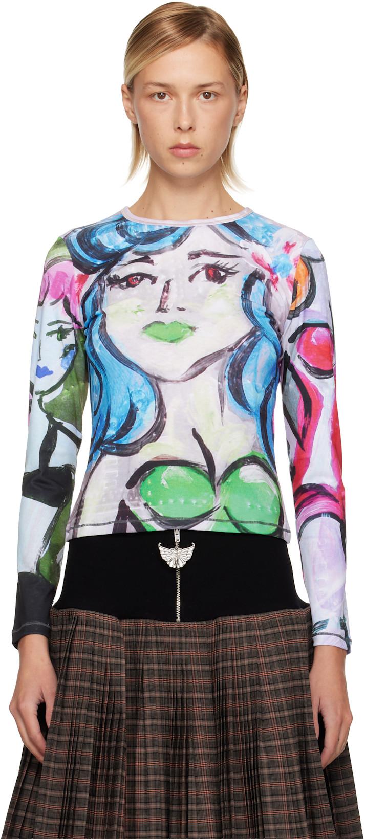Multicolor Painted Pin Up Fitted Jersey T-shirt by CHOPOVA LOWENA