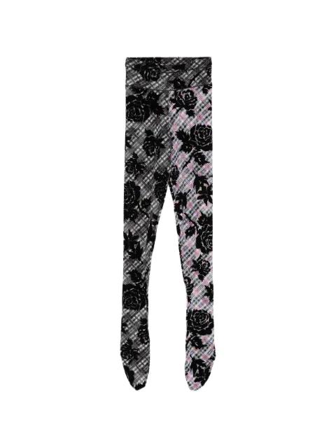 Picnic floral check tights by CHOPOVA LOWENA