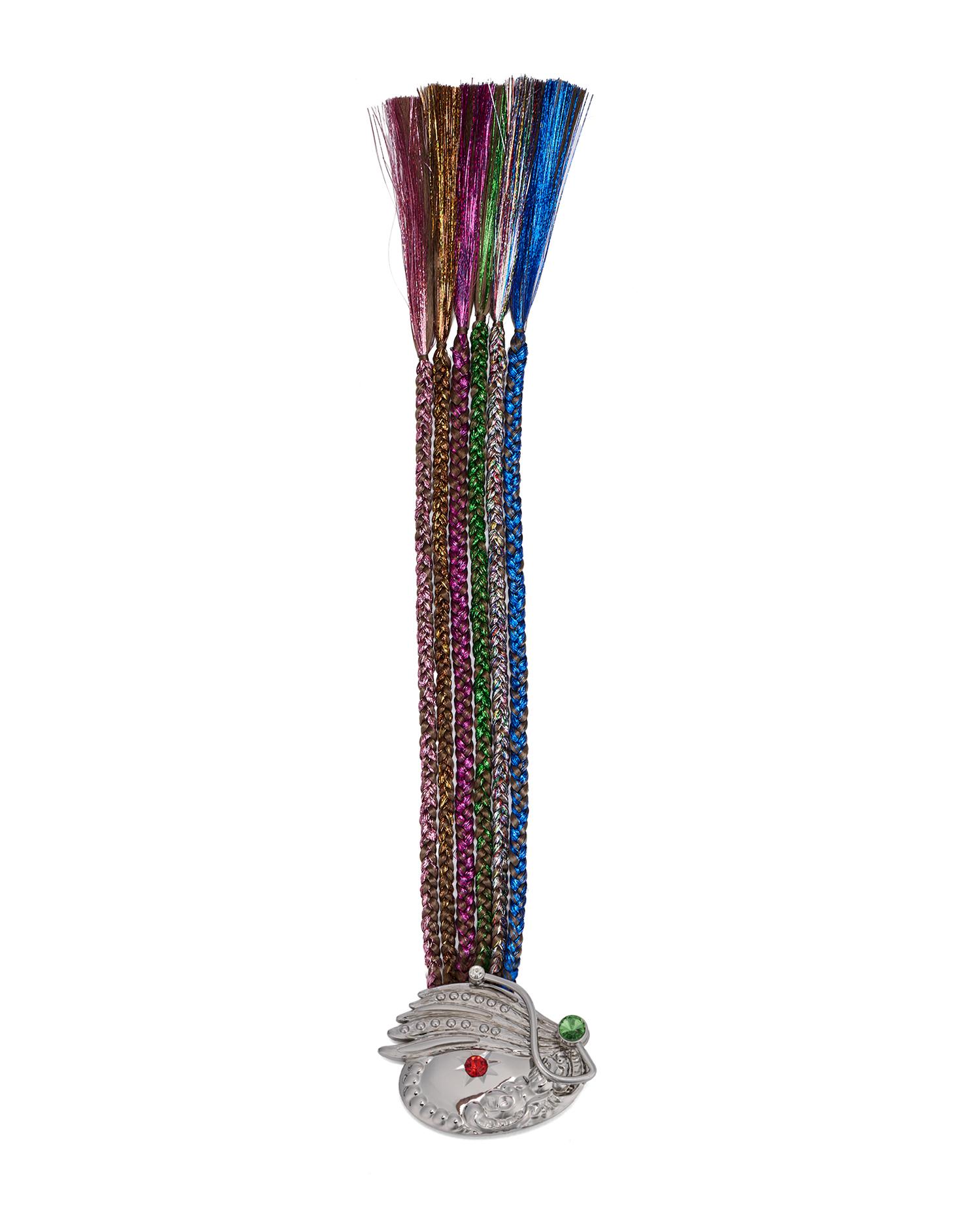 Rainbow braided hair extension charm by CHOPOVA LOWENA