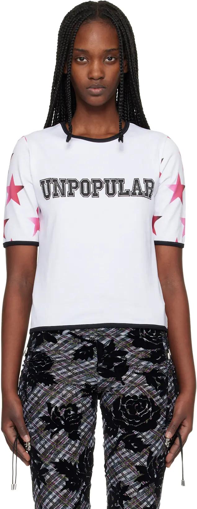 White 'Unpopular' Fitted Jersey T-shirt by CHOPOVA LOWENA