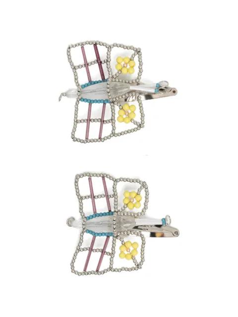 beaded-butterfly hair clips by CHOPOVA LOWENA