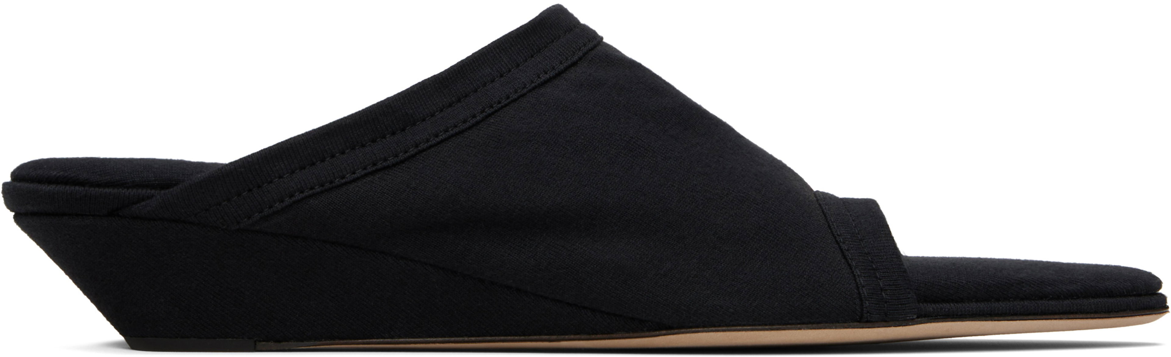 Black 25mm Stretch Flat Mules by CHRISTEN