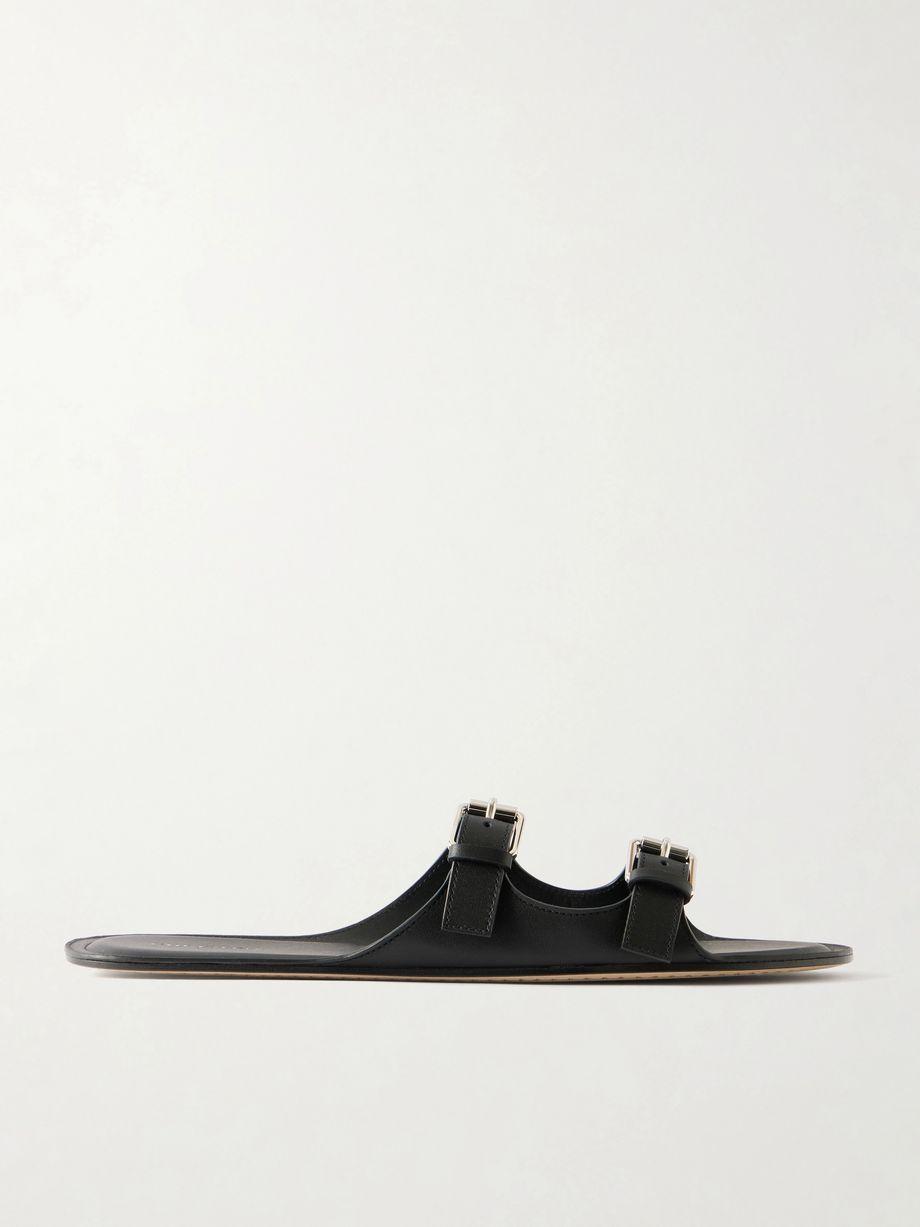 Buckled leather flat sandals by CHRISTEN