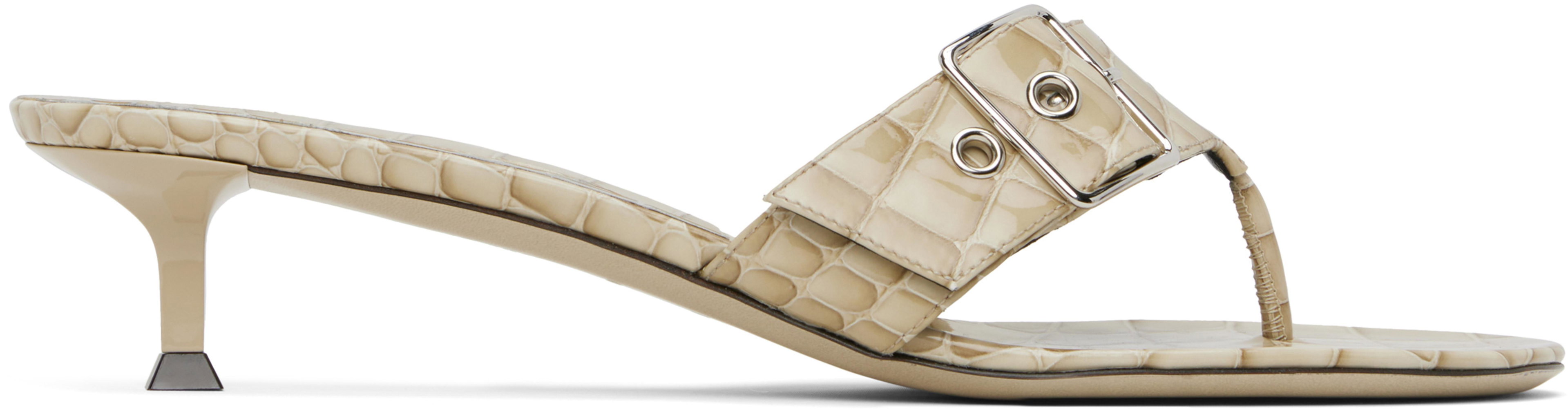 SSENSE Exclusive Beige 35mm Helix Kitten Heeled Sandals by CHRISTEN