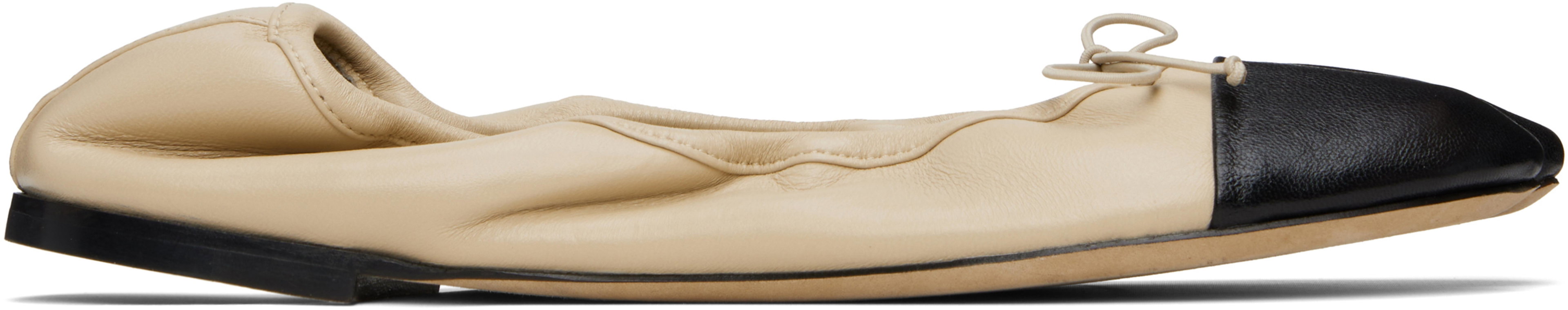 SSENSE Exclusive Beige & Black Tabi Stretch Ballerina Flats by CHRISTEN