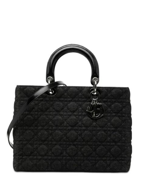 1999 Large Denim Cannage Lady Dior satchel by CHRISTIAN DIOR 