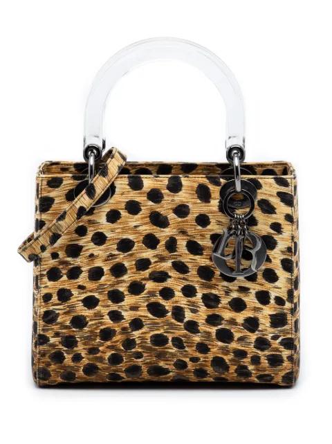 1999 Medium Canvas Leopard Print Lady Dior satchel by CHRISTIAN DIOR 