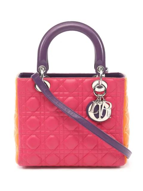 2000-2020 Medium Tricolor Lambskin Cannage Lady Dior satchel by CHRISTIAN DIOR 
