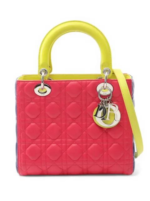 2000-2025 Medium Tricolor Lambskin Cannage Lady Dior satchel by CHRISTIAN DIOR 