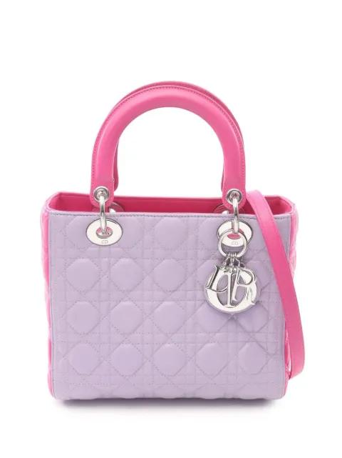 2010-2026 Medium Bicolor Lambskin Cannage Lady Dior satchel by CHRISTIAN DIOR 