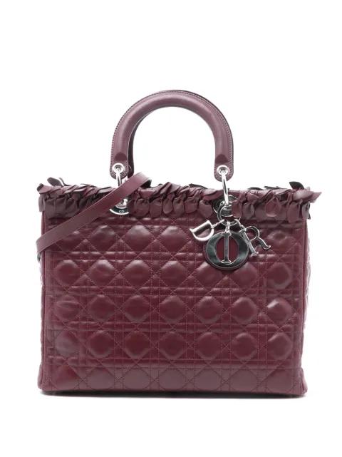 2011 Large Lambskin Cannage Bow Lady Dior satchel by CHRISTIAN DIOR 