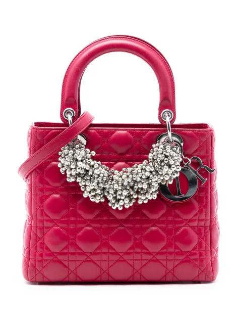 2011 Medium Lambskin Cannage Pearl Lady Dior satchel by CHRISTIAN DIOR 