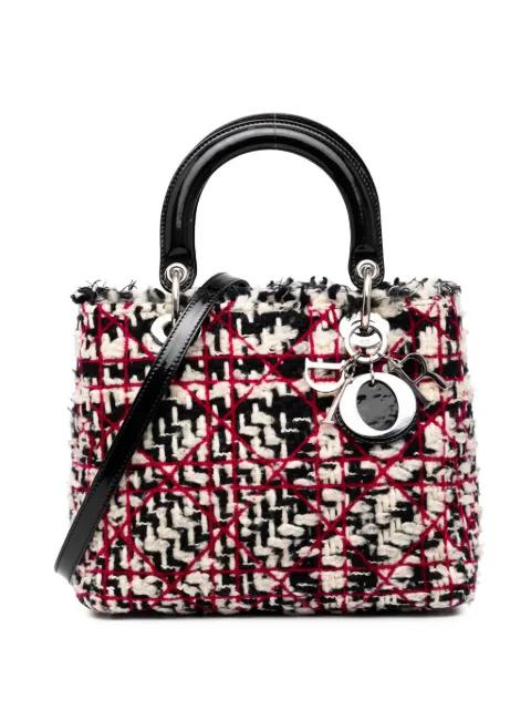 2011 Medium Tweed Cannage Fringe Lady Dior satchel by CHRISTIAN DIOR 