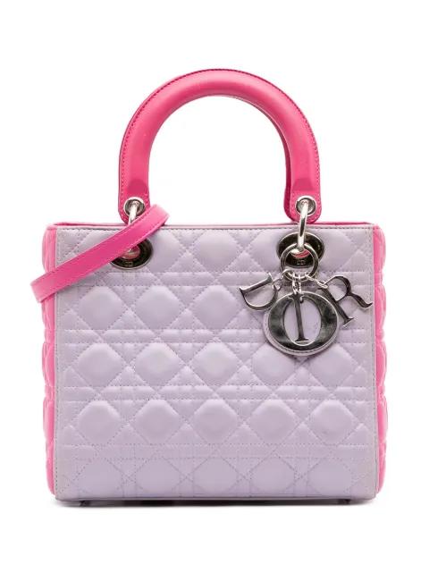 2012 Medium Bicolor Lambskin Cannage Lady Dior satchel by CHRISTIAN DIOR 