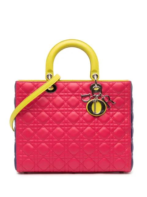 2013 Large Tricolor Lambskin Cannage Lady Dior satchel by CHRISTIAN DIOR 