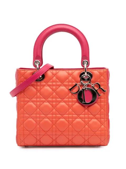2013 Medium Bicolor Lambskin Cannage Lady Dior satchel by CHRISTIAN DIOR 