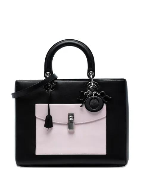 2014 Large Calfskin Pocket Tote Lady Dior satchel by CHRISTIAN DIOR 