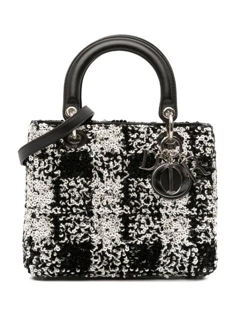 2014 Medium Lambskin Sequin Embellished Lady Dior satchel by CHRISTIAN DIOR 