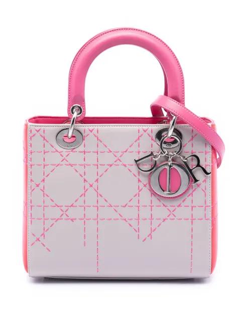 2014 Medium Tricolor Lambskin Macrocannage Stitched Lady Dior satchel by CHRISTIAN DIOR 