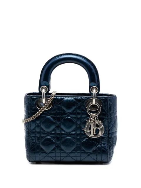 2014 Mini Metallic Calfskin Cannage Lady Dior satchel by CHRISTIAN DIOR 