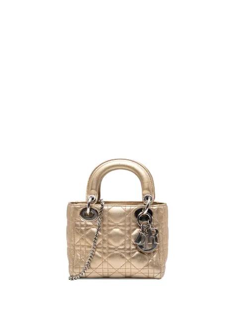 2014 Mini Metallic Lambskin Cannage Lady Dior satchel by CHRISTIAN DIOR 