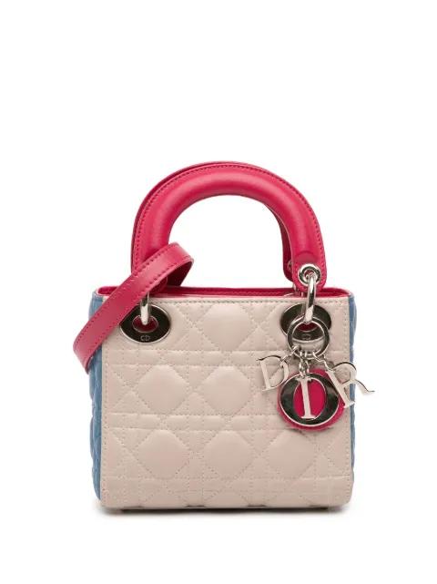 2014 Mini Tricolor Lambskin Cannage Lady Dior satchel by CHRISTIAN DIOR 