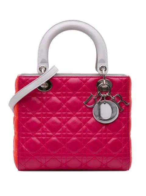 2015 Medium Tricolor Lambskin Cannage Lady Dior satchel by CHRISTIAN DIOR 