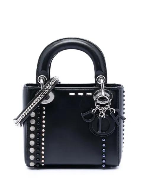 2015 Mini Lambskin Studded Crystal Pearl Lady Dior satchel by CHRISTIAN DIOR 