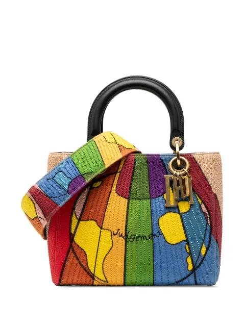 2017 Medium Canvas Beaded and Embroidered Tarot Judgment Lady Dior satchel by CHRISTIAN DIOR 