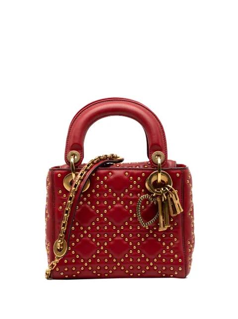 2017 Mini Lambskin Cannage Studded Supple Lady Dior satchel by CHRISTIAN DIOR 